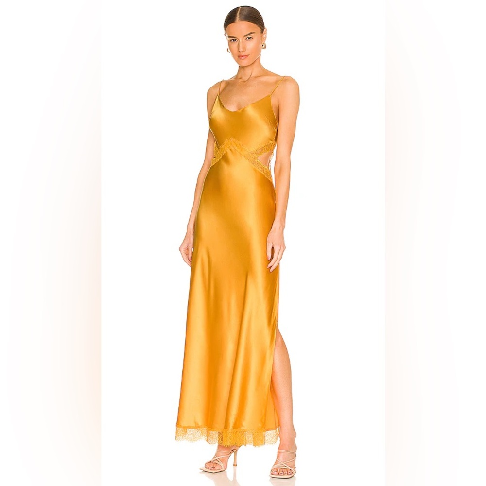 DANNIJO Lace Cut Out Slip Dress in Mango Size Large NEW